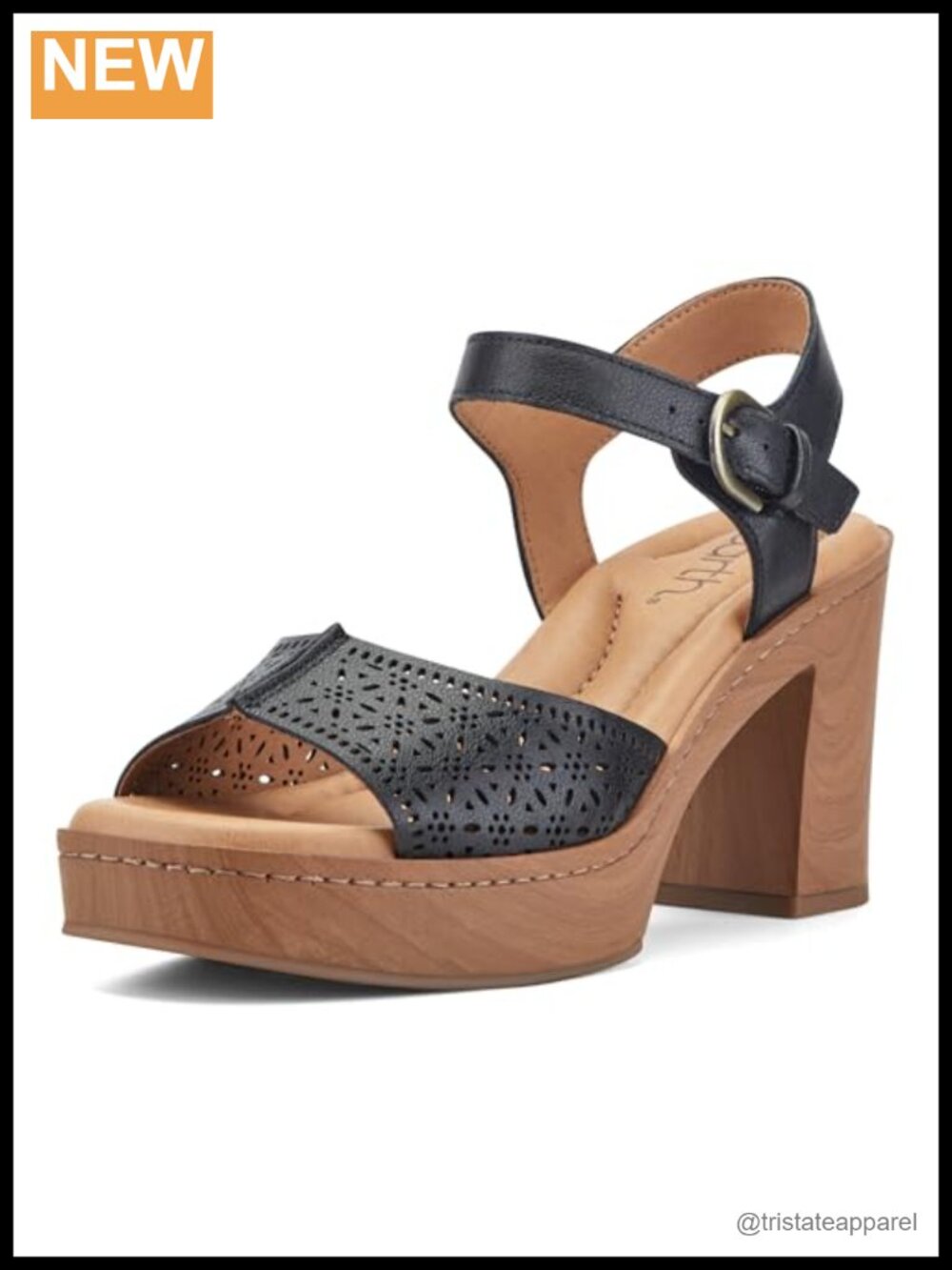 Earth Quinty Leather Platform Sandals Open Toe Ankle Strap Buckle
